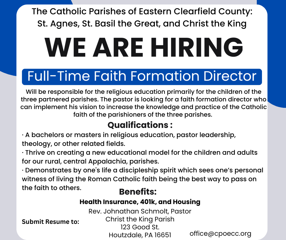 We're Hiring Faith Formation